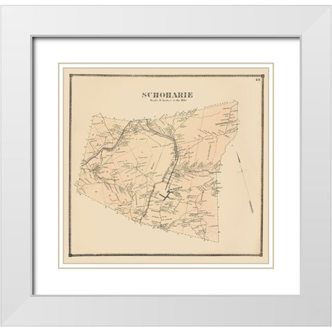 Schoharie New York Landowner - Stone 1866 White Modern Wood Framed Art Print with Double Matting by Stone
