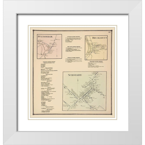 Schoharie Breakabeen Fultonham New York Landowner White Modern Wood Framed Art Print with Double Matting by Beers