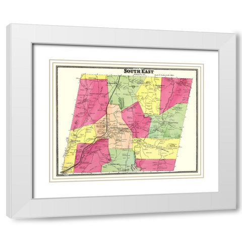 Putnam County   South East New York - Beers 1895 White Modern Wood Framed Art Print with Double Matting by Beers