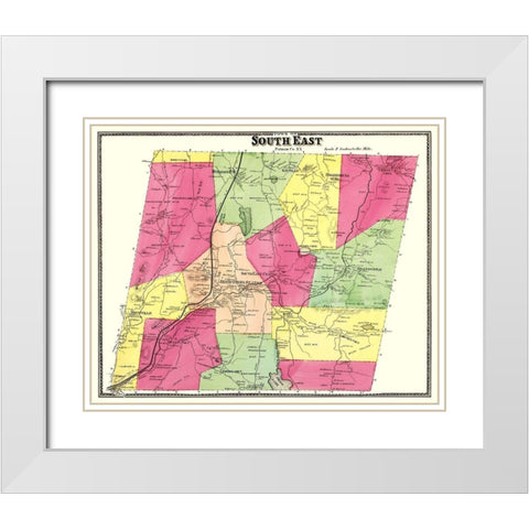 Putnam County   South East New York - Beers 1895 White Modern Wood Framed Art Print with Double Matting by Beers