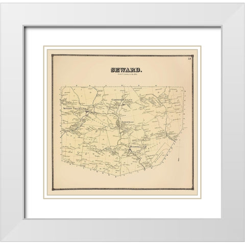 Seward New York Landowner - Stone 1866 White Modern Wood Framed Art Print with Double Matting by Stone