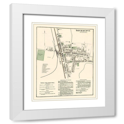 Sherburne New York - Nichols 1875 White Modern Wood Framed Art Print with Double Matting by Nichols