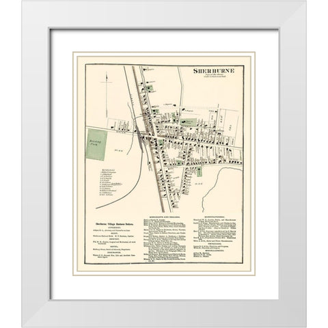 Sherburne New York - Nichols 1875 White Modern Wood Framed Art Print with Double Matting by Nichols