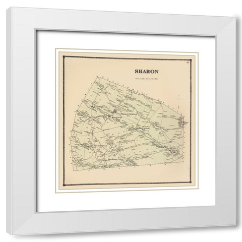 Sharon New York Landowner - Stone 1866 White Modern Wood Framed Art Print with Double Matting by Stone