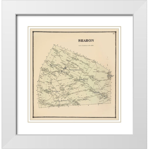 Sharon New York Landowner - Stone 1866 White Modern Wood Framed Art Print with Double Matting by Stone
