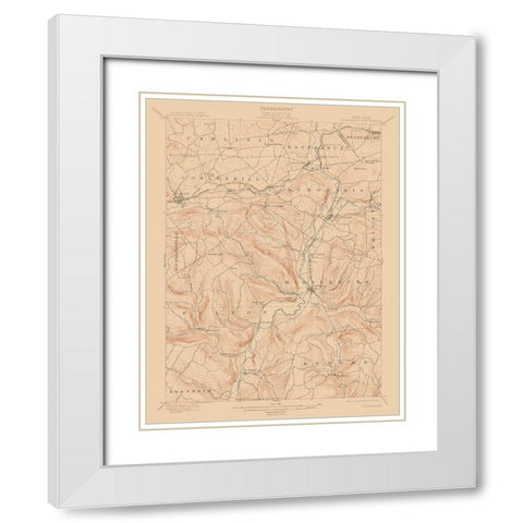 Shoharie New York Quad - USGS 1900 White Modern Wood Framed Art Print with Double Matting by USGS