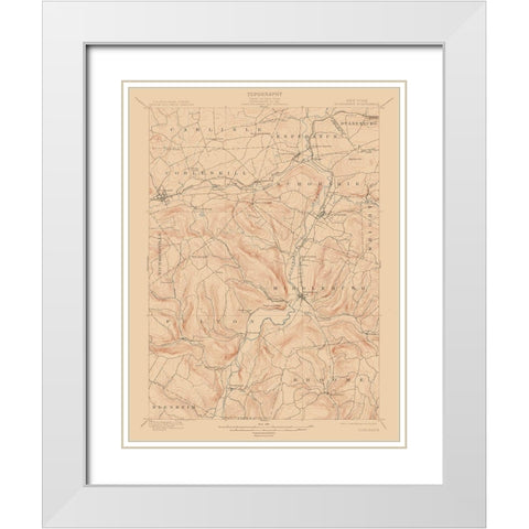 Shoharie New York Quad - USGS 1900 White Modern Wood Framed Art Print with Double Matting by USGS