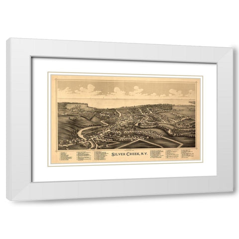 Silver Creek New York -Burleigh 1892  White Modern Wood Framed Art Print with Double Matting by Burleigh