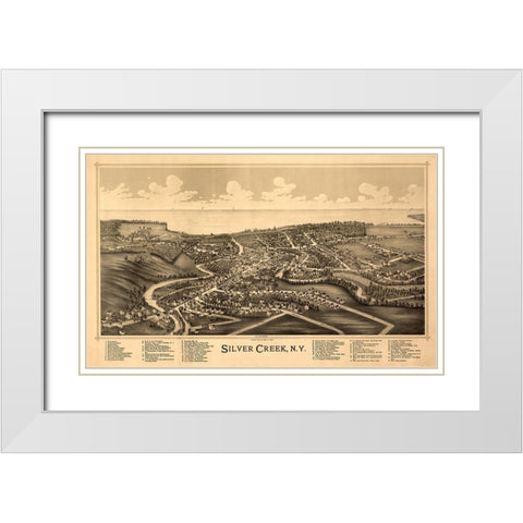 Silver Creek New York -Burleigh 1892  White Modern Wood Framed Art Print with Double Matting by Burleigh