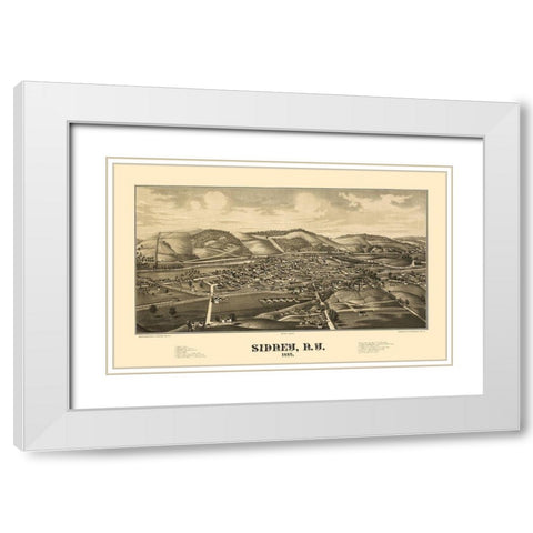 Sidney New York - Burleigh 1887  White Modern Wood Framed Art Print with Double Matting by Burleigh