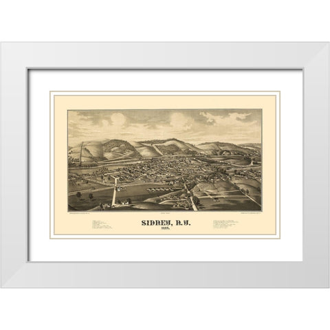 Sidney New York - Burleigh 1887  White Modern Wood Framed Art Print with Double Matting by Burleigh