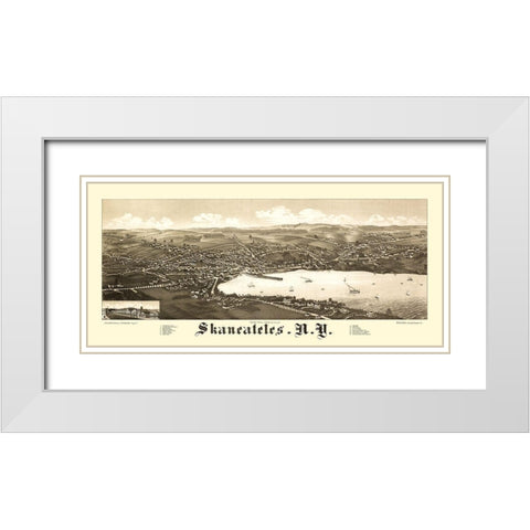 Skaneateles New York - Burleigh 1884  White Modern Wood Framed Art Print with Double Matting by Burleigh
