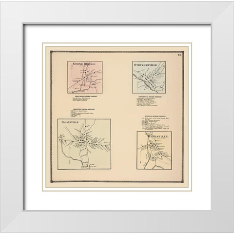 Sloansville New York Landowner - Beers 1866 White Modern Wood Framed Art Print with Double Matting by Beers