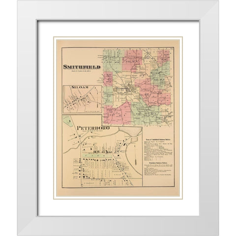 Smithfield New York Landowner - Whitman 1875 White Modern Wood Framed Art Print with Double Matting by Whitman
