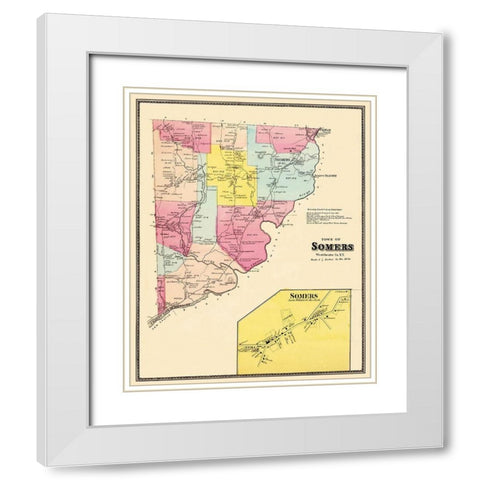 Somers New York Landowner - Beers 1868 White Modern Wood Framed Art Print with Double Matting by Beers