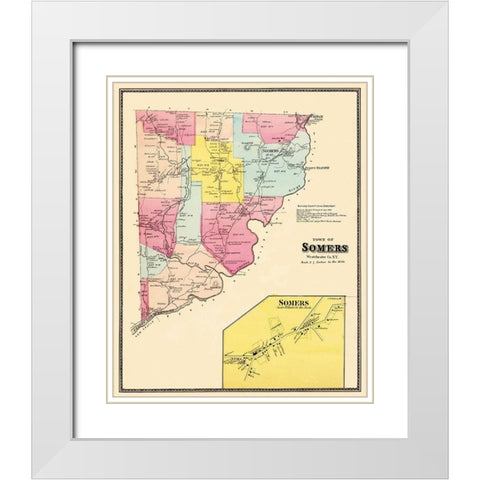 Somers New York Landowner - Beers 1868 White Modern Wood Framed Art Print with Double Matting by Beers