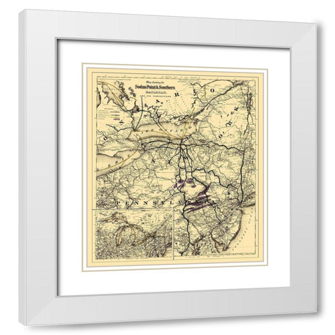 Sodus Point and Southern Railroad - Colton 1872 White Modern Wood Framed Art Print with Double Matting by Colton