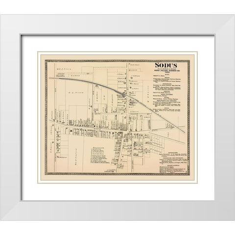 Sodus New York Landowner - Beers 1874 White Modern Wood Framed Art Print with Double Matting by Beers