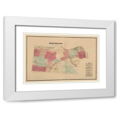 Southport New York - Beers 1869 White Modern Wood Framed Art Print with Double Matting by Beers