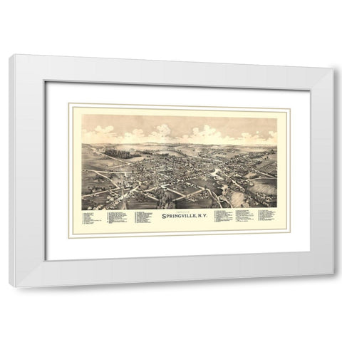Springville New York - Burleigh 1892  White Modern Wood Framed Art Print with Double Matting by Burleigh