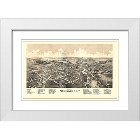Springville New York - Burleigh 1892  White Modern Wood Framed Art Print with Double Matting by Burleigh