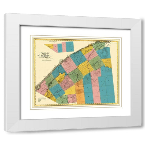 St. Lawrence New York - Burr 1829 White Modern Wood Framed Art Print with Double Matting by Burr