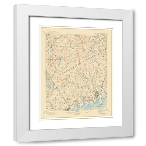Stamford New York Connecticut Quad - USGS 1899 White Modern Wood Framed Art Print with Double Matting by USGS