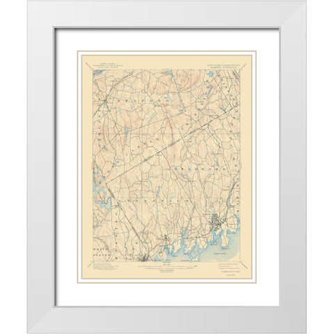 Stamford New York Connecticut Quad - USGS 1899 White Modern Wood Framed Art Print with Double Matting by USGS