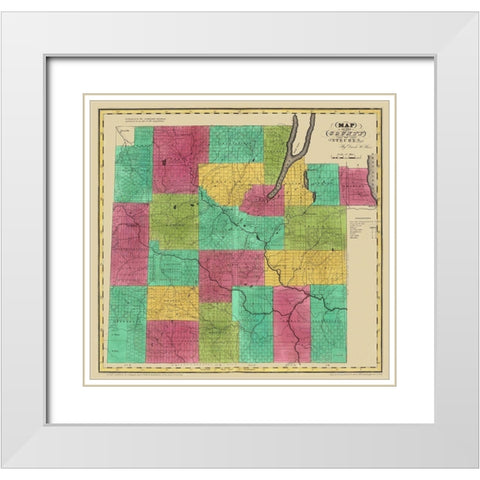 Steuben New York Landowner - Burr 1829 White Modern Wood Framed Art Print with Double Matting by Burr
