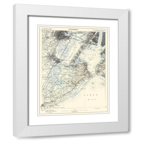 Staten Island New York New Jersey Sheet White Modern Wood Framed Art Print with Double Matting by USGS