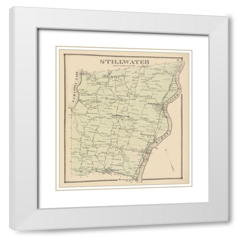 Stillwater New York Landowner - Stone 1866 White Modern Wood Framed Art Print with Double Matting by Stone