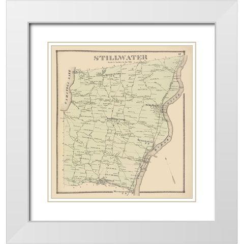 Stillwater New York Landowner - Stone 1866 White Modern Wood Framed Art Print with Double Matting by Stone