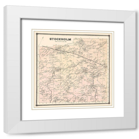 Stockholm New York Landowner - Stone 1865 White Modern Wood Framed Art Print with Double Matting by Stone