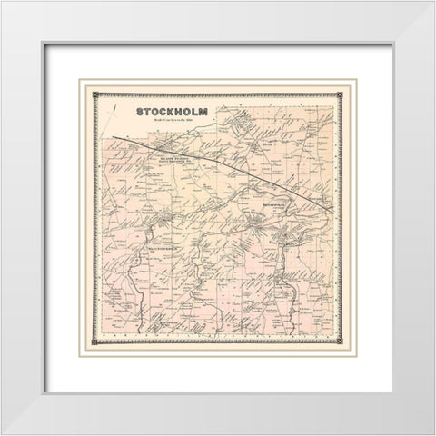 Stockholm New York Landowner - Stone 1865 White Modern Wood Framed Art Print with Double Matting by Stone