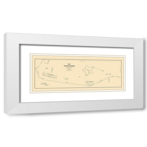 Staten Island New York Fortifications 1827 White Modern Wood Framed Art Print with Double Matting by Roberdrane