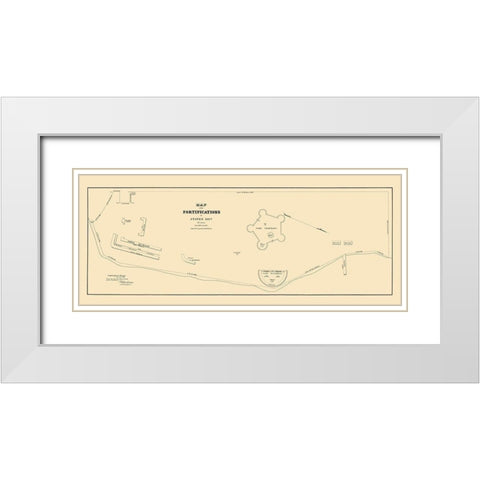 Staten Island New York Fortifications 1827 White Modern Wood Framed Art Print with Double Matting by Roberdrane