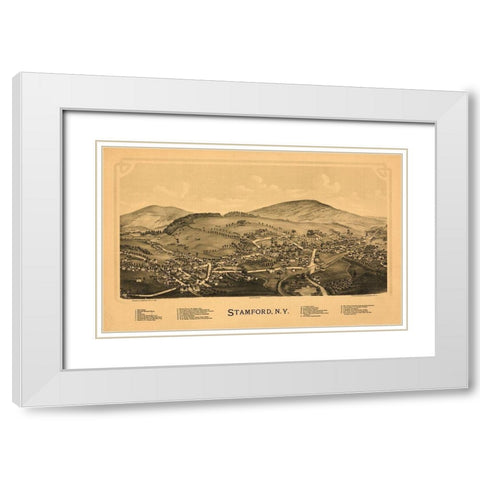 Stamford New York - Burleigh 1890  White Modern Wood Framed Art Print with Double Matting by Burleigh