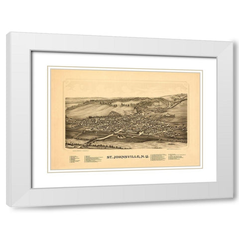 Saint Johnsonville New York - Burleigh 1890  White Modern Wood Framed Art Print with Double Matting by Burleigh