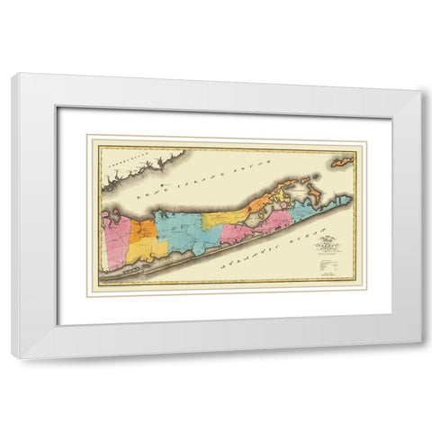 Suffolk New York - Burr 1829 White Modern Wood Framed Art Print with Double Matting by Burr