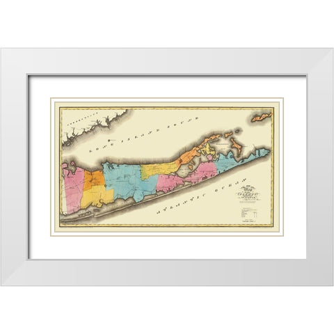 Suffolk New York - Burr 1829 White Modern Wood Framed Art Print with Double Matting by Burr