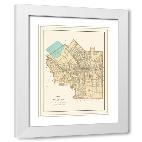 Syracuse New York - Bien 1895 White Modern Wood Framed Art Print with Double Matting by Bien