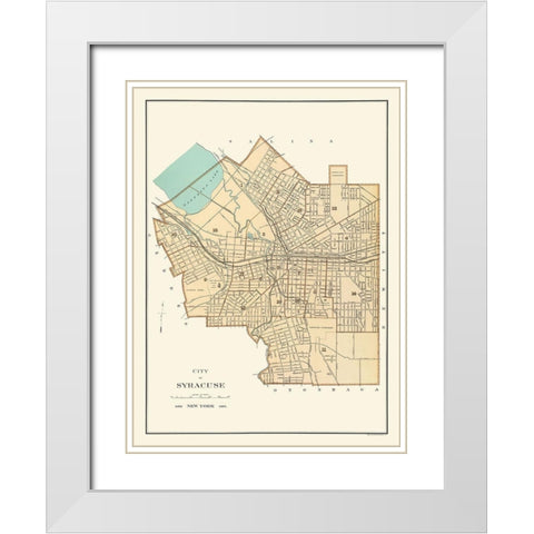 Syracuse New York - Bien 1895 White Modern Wood Framed Art Print with Double Matting by Bien