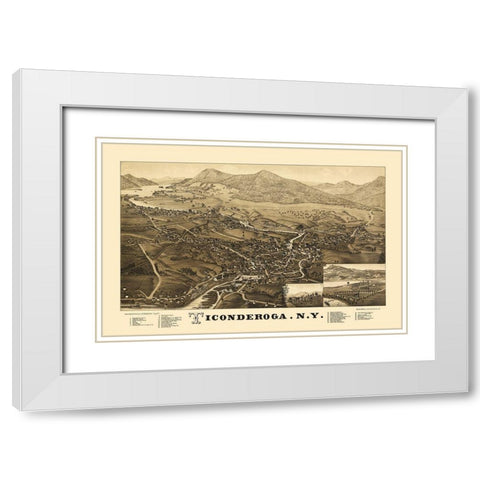 Ticonderoga City New York - Beck 1884 White Modern Wood Framed Art Print with Double Matting by Beck