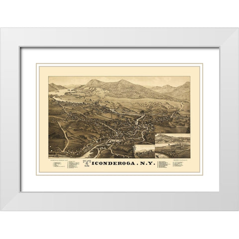 Ticonderoga City New York - Beck 1884 White Modern Wood Framed Art Print with Double Matting by Beck