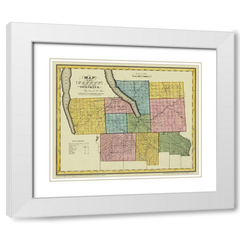 Tompkins New York - Burr 1829 White Modern Wood Framed Art Print with Double Matting by Burr