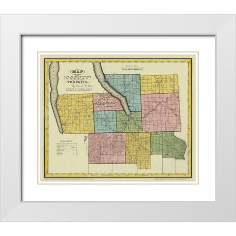 Tompkins New York - Burr 1829 White Modern Wood Framed Art Print with Double Matting by Burr