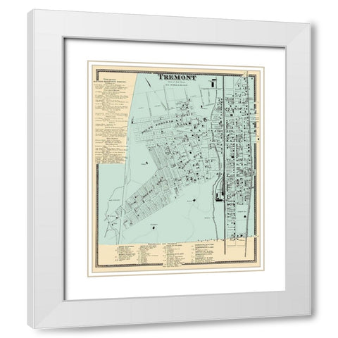 Tremont New York Landowner - Beers 1868 White Modern Wood Framed Art Print with Double Matting by Beers