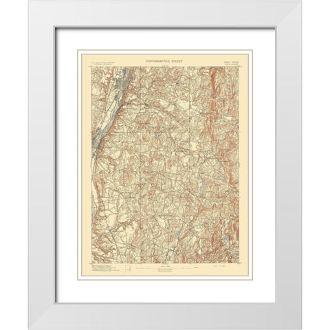 Troy New York Sheet - USGS 1893 White Modern Wood Framed Art Print with Double Matting by USGS