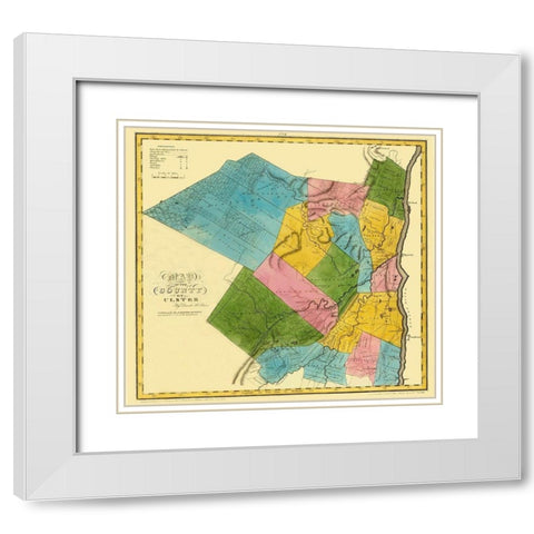 Ulster New York Landowner - Burr 1829 White Modern Wood Framed Art Print with Double Matting by Burr