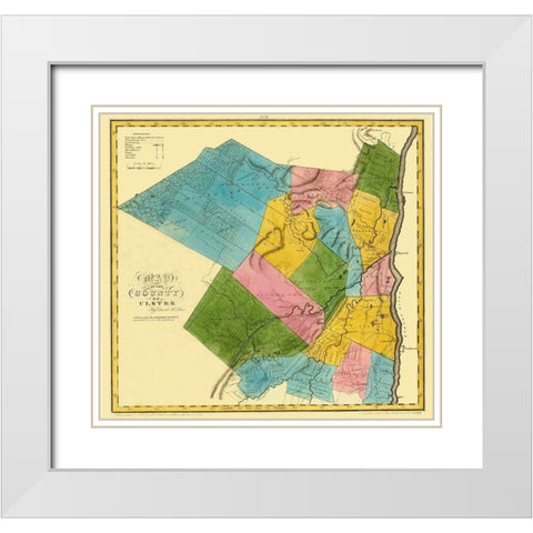 Ulster New York Landowner - Burr 1829 White Modern Wood Framed Art Print with Double Matting by Burr